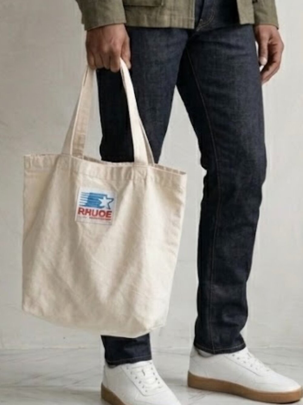 2/$100 Rhude Green House Natural White Cream Streetwear Cotton Canvas Tote Bag